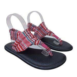 Sanuk Sandals Sling Dash and Stripe‎ Yoga Mat Sole Womens US 7